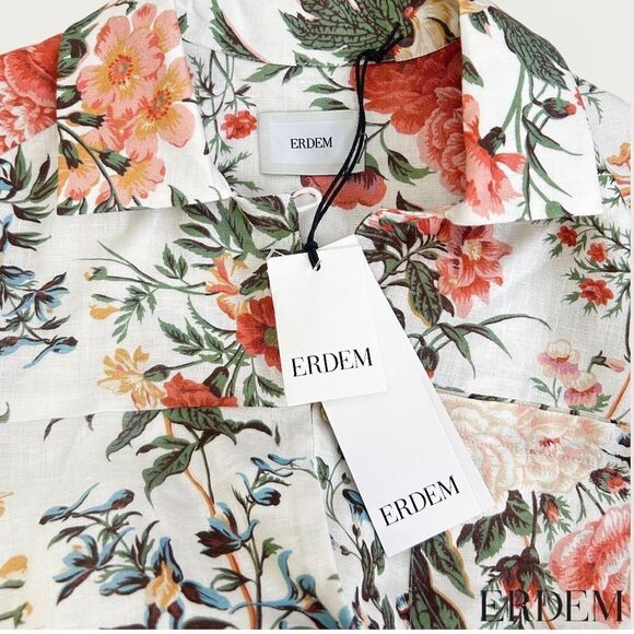 ERDEM **NWT** Mayra Floral Shirtdress in White Floral Multi - Picture 14 of 14